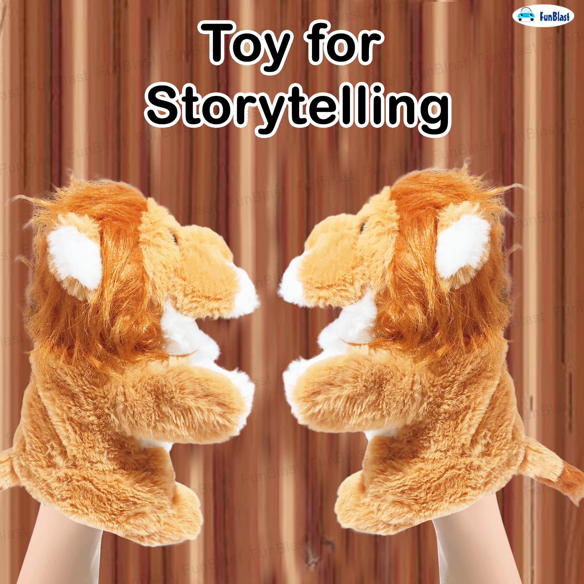 FunBlast Plush Animal Hand Puppets – Soft & Cuddly Animal Figure Puppets for Kids, Storytelling & Role Play, Fun Educational & Learning Toys for Toddlers & Children (Lion) 2