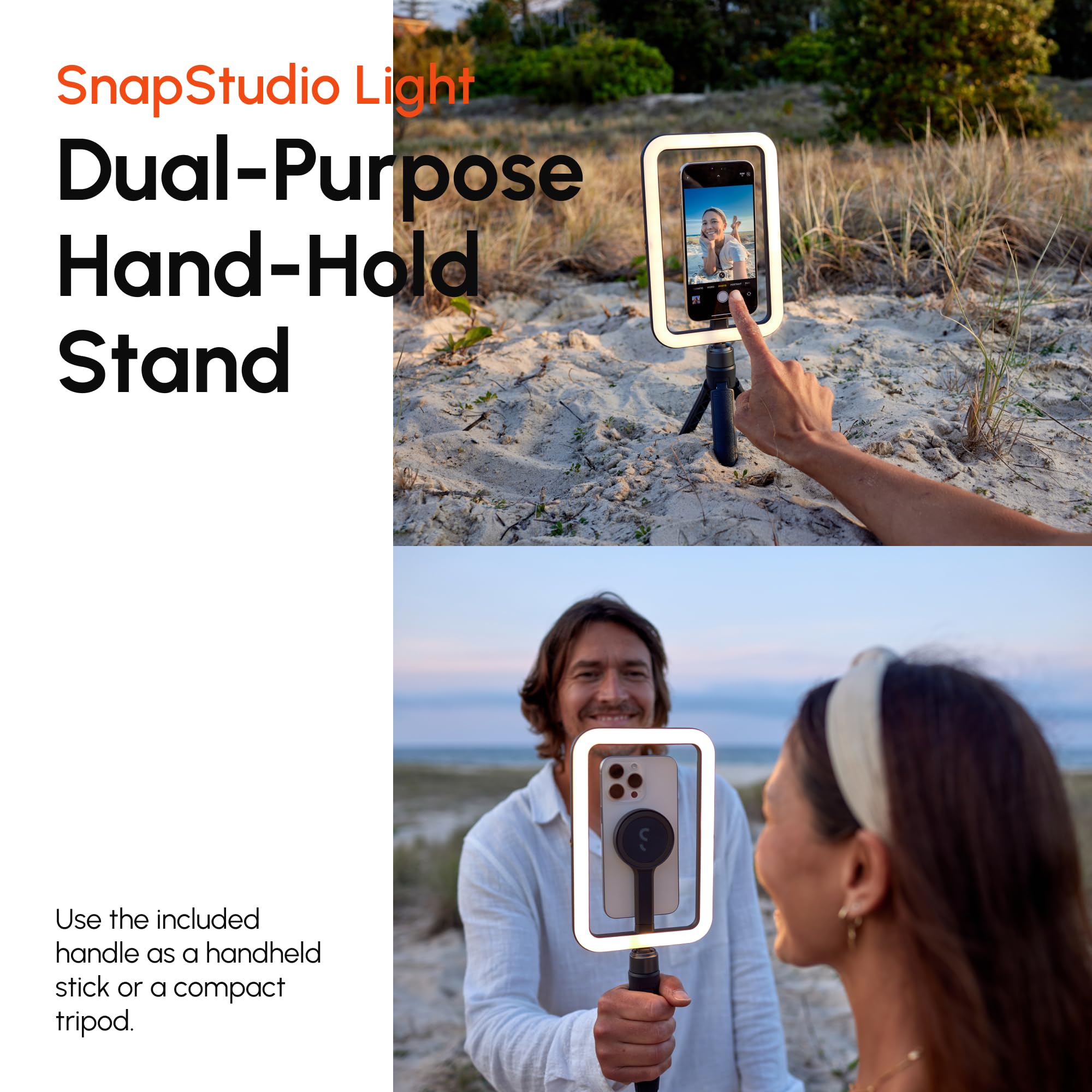 ShiftCam SnapStudio Light - Anillo de luz LED magnético con brillo ajustable, temperatura ajustable, carga USB-C, compatibilidad MagSafe, ideal para vlogging y fotografía móvil (medianoche)