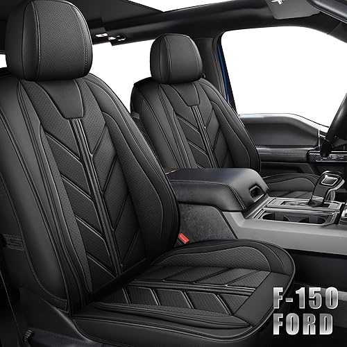 Fundas de asiento de camión compatibles con Ford F-150 2009-2023 XL XLT Lariat King Ranch Platinum Tremor Pickup, protector de cojín de piel