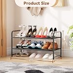 Simple Shoe Rack 2 Tier 27 Inch Wide, Heavy Duty Metal Closet Shoe Organizer Shelf for Entryway, Front Door, Black