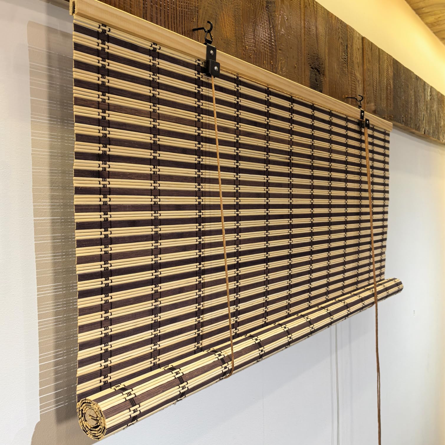 Niestandardowe bambusowe rolety rzymskie, naturalne drewniane abażury, do wnętrz, retro, dekoracyjne zasłony, zasłony do domu, sypialni, na patio, wymiary 140 cm x 160 cm