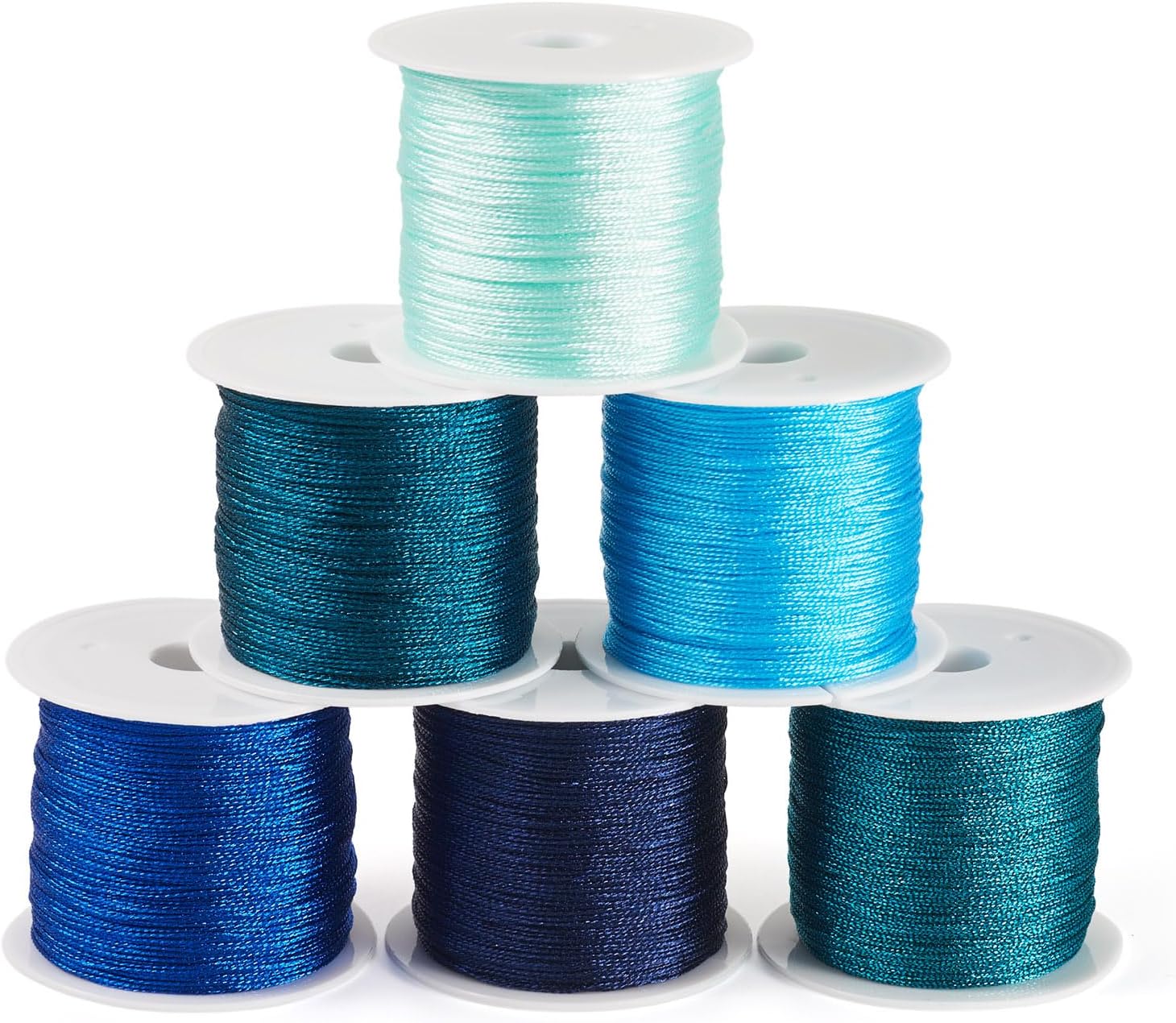 Amazon.com: Pandahall 6 Rolls Blue Polyester Metallic Threads 0.4mm ...