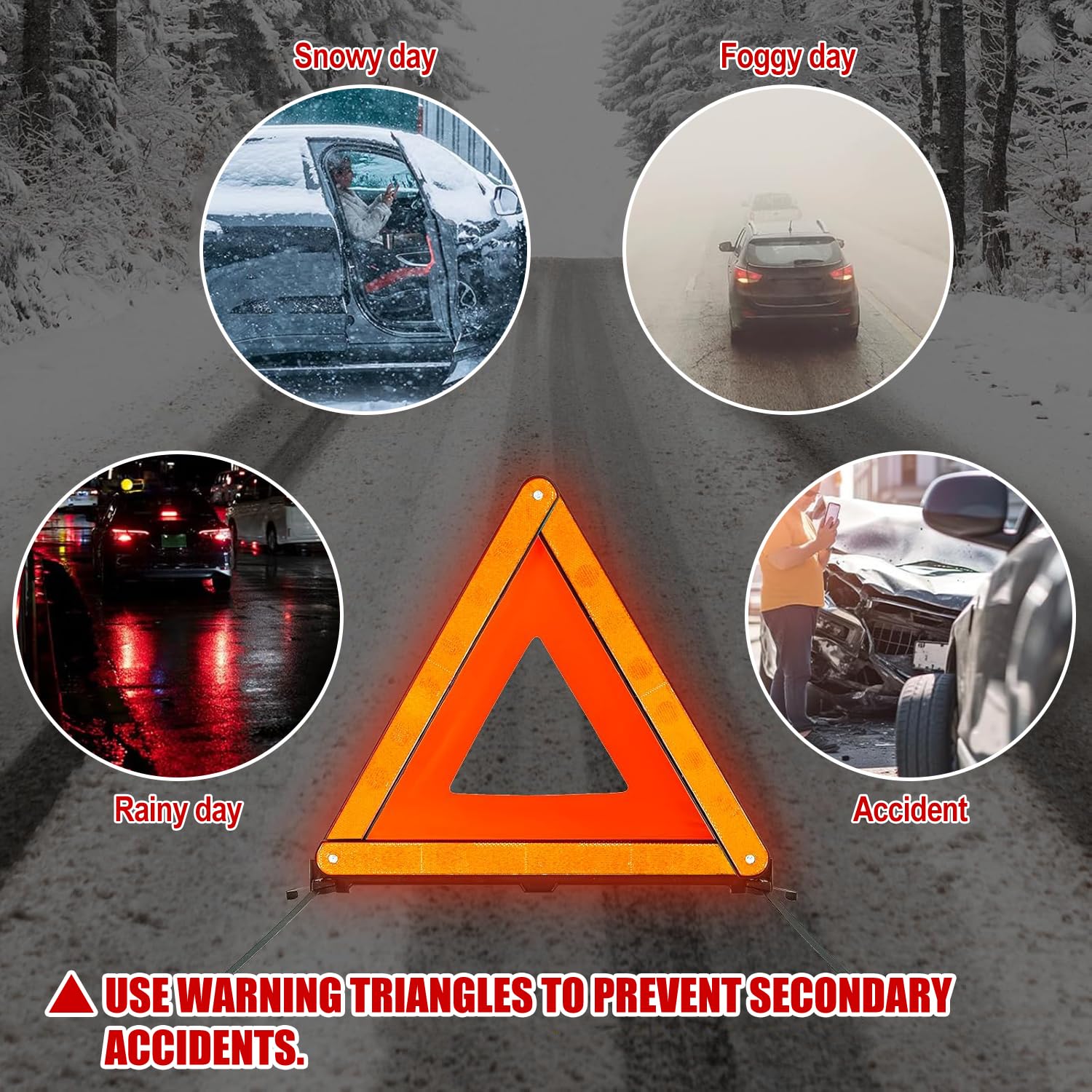 Triangolo Auto Omologato, Pieghevole Stradalei Riflettente Emergenza Triangolo Auto con Custodia, per la Costruzione di Strade e Incidenti di Sicurezza