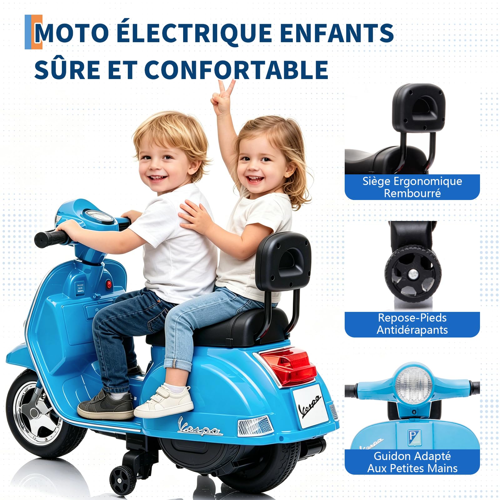 Garvee Moto Elettrica per Bambini Mini Vespa Scooter Motorino Elettrico 6V