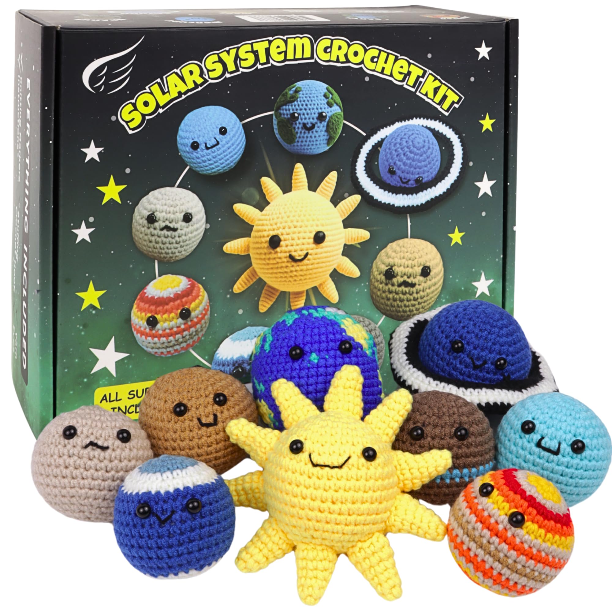 Needzo Solar System Crochet Kit, Outer Space Amigurumi, All Supplies Included, Step-by-Step Video Tutorials