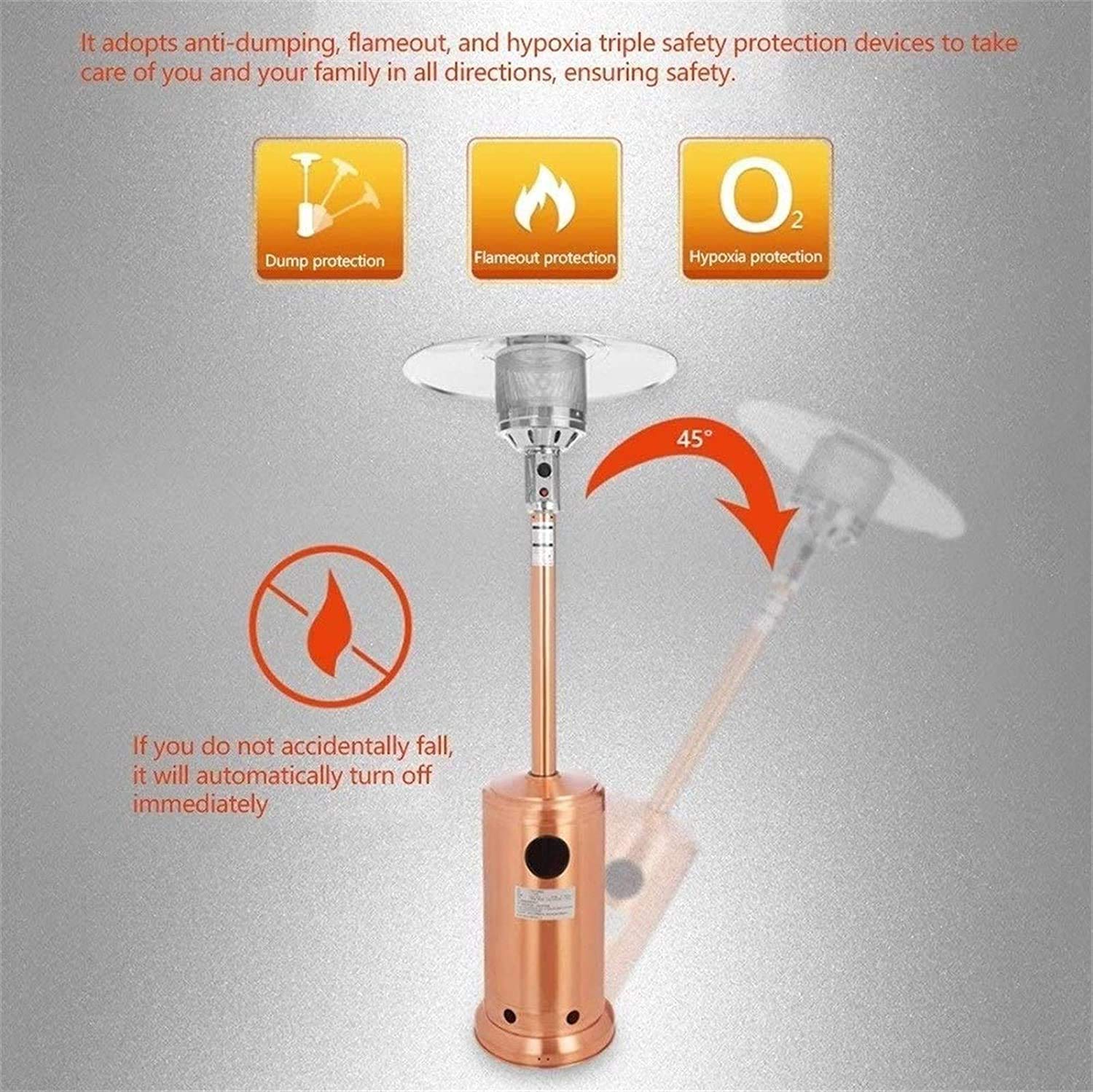 Riscaldatori da patio Riscaldatore da patio per esterni Lampada di calore portatile per esterni in acciaio inossidabile, riscaldatore indipendente regolabile Riscaldatori da giardino per patio (Colo