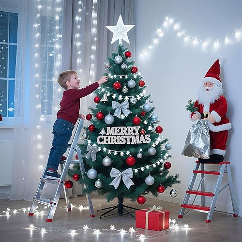 Miniatura 7 de Lakumu Luces de decoración de Navidad, 20 pies, 40 luces LED que funcionan con pilas con 8 modos y temporizador, cadena de luces de copo de nieve