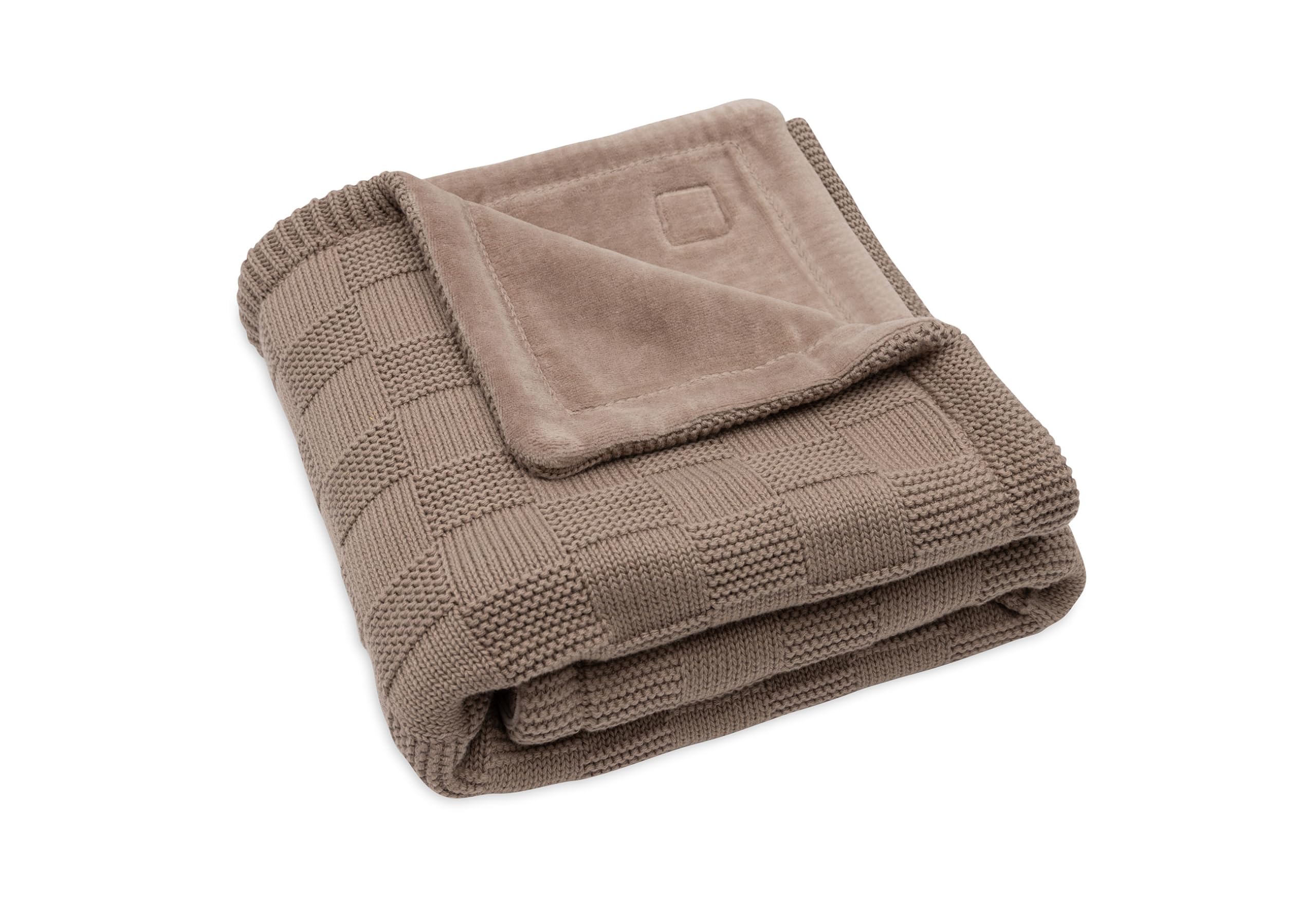Jollein Babydecke Box Knit - Milky Coffee/Velvet - 75x100cm - 100% Baumwolle - Für Babywiege - 1.5 TOG - GOTS Zertifiziert