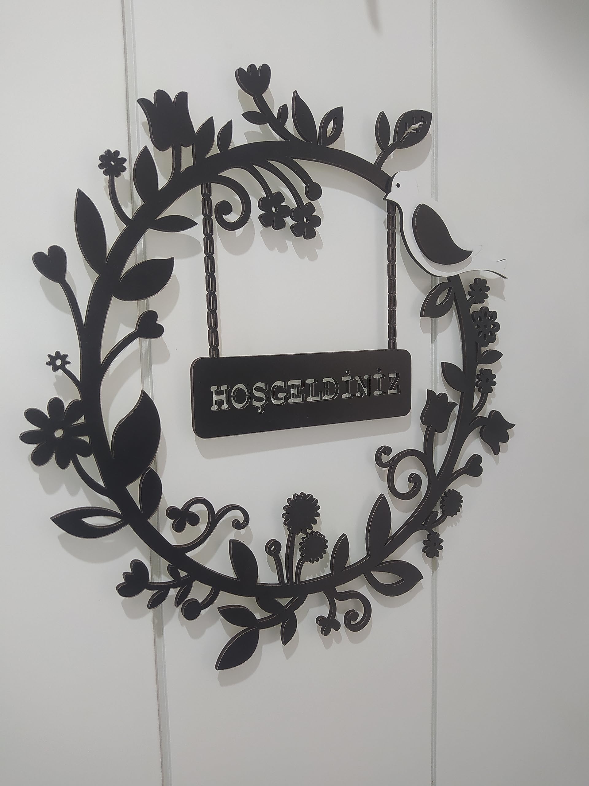 Karbonsoft Hoşgeldiniz Yazılı Kapı Duvar Ahşap Süsü 30 x 30 cm siyah 30 x 30 karbonNM260