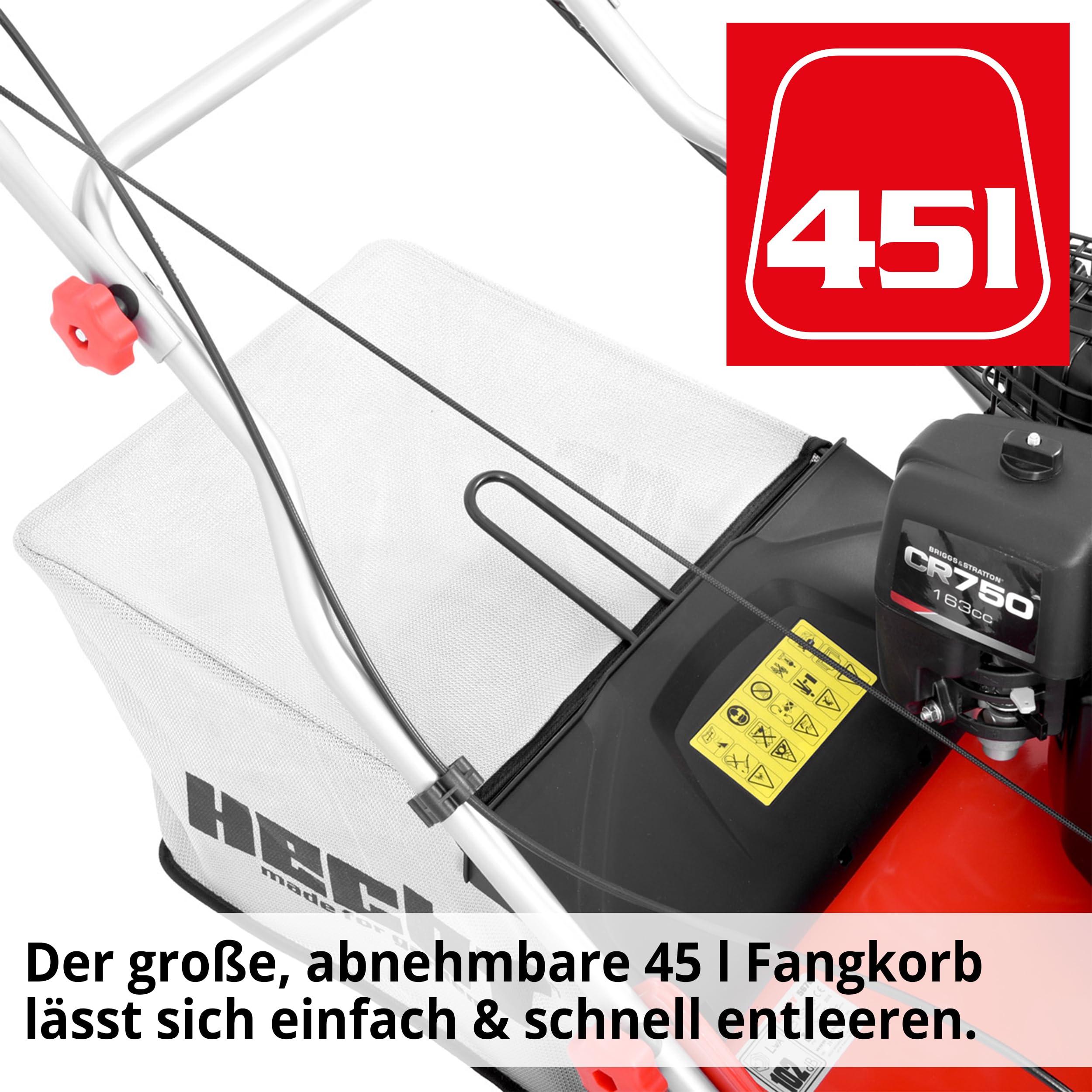 HECHT 2-IN-1 Benzin Vertikutierer/Lüfter für optimale Rasenpflege – 4,2 kW / 5,7 PS – 40 cm Arbeitsbreite – 45 l Fangkorb – mit 2 Walzen für effektives entfernen von Moos und Unkraut im Rasen