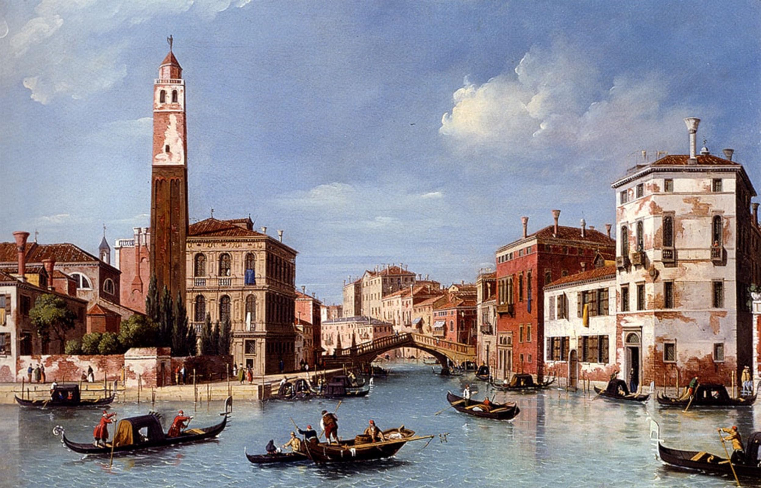 SERENDIPITP Vintage Picture Print on Canvas Wall Art Poster View of the Entrance to the Cannareggio Canal with by William Artwork Print Poster for Wall Decor 60x90cm