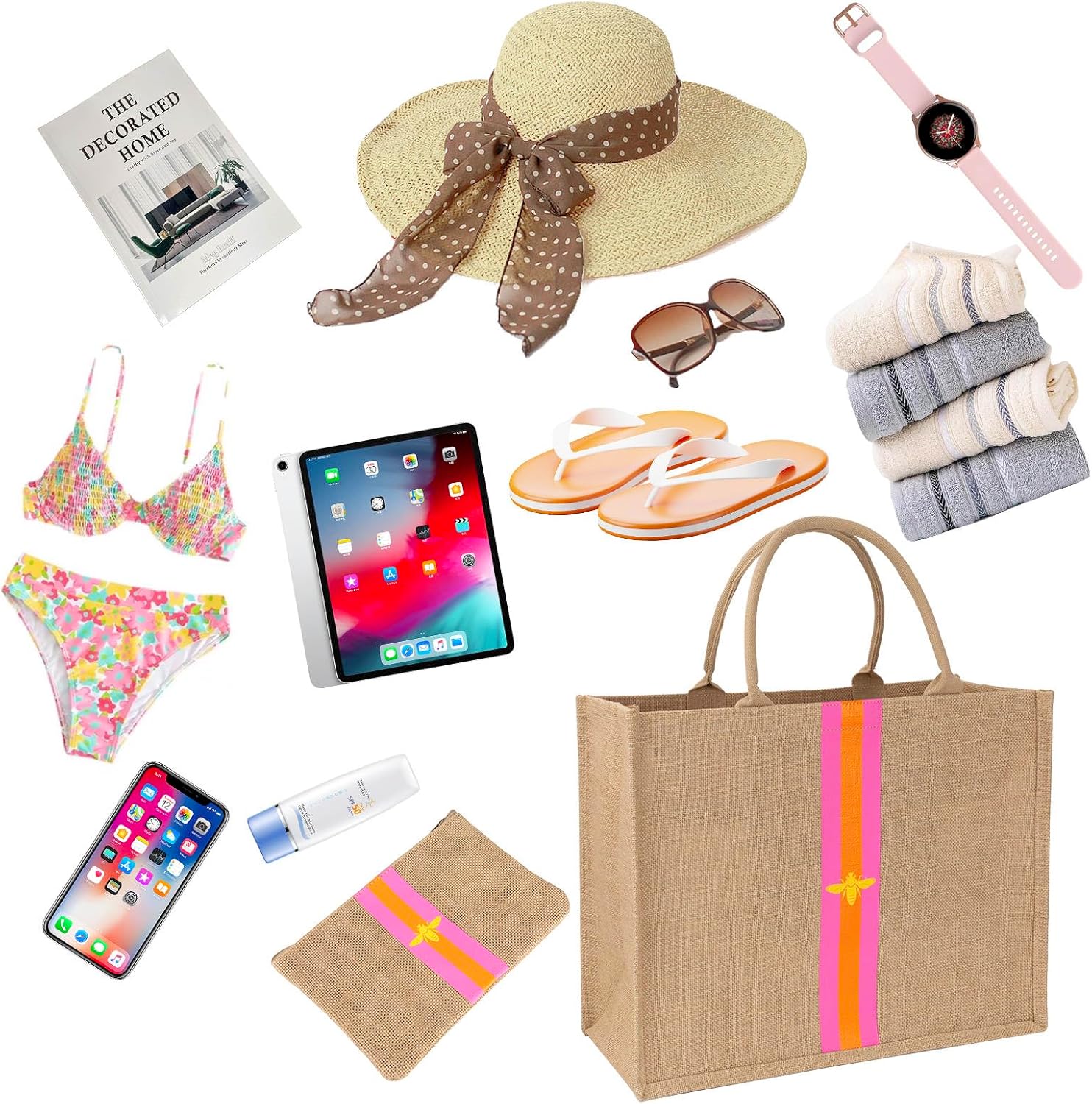 Large Beach Bag Jute Woven Tote - Image 9