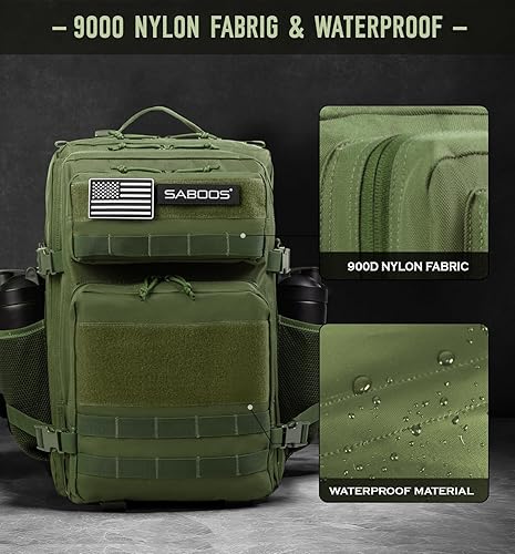Miniatura 3 de Saboos Mochila táctica militar para hombres, gimnasio, camping, senderismo, mochila grande de 3 días con Molle 25L-45L