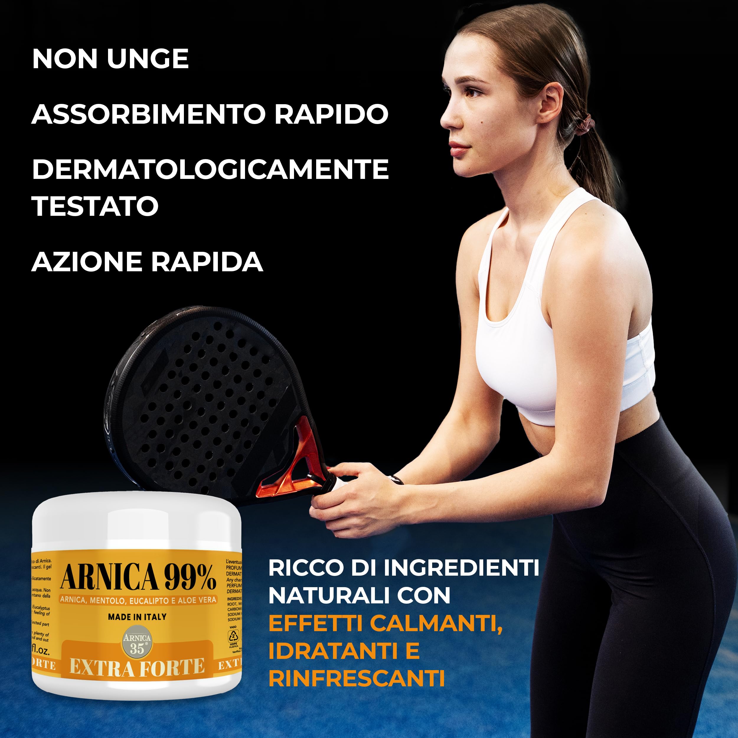 Arnica 35 - Arnica per Cavalli Uso Umano, Gel Extra Forte 99% Effetto Freddo, 500 ml, per Massaggio Cervicale, Muscolare e Articolare, con Mentolo, Eucalipto e Aloe Vera, Made in Italy