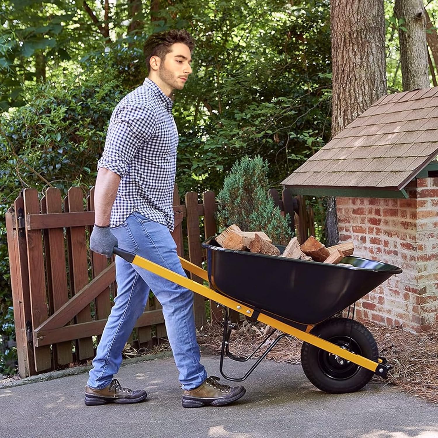 Heavy Duty Wheelbarrow Axle Bracket Set Compatible with 5/8” Wheelbarrow Axles Wheelbarrow Axle Shaft and Bracket Wheelbarrows Spare Part Include Bolt and Nut