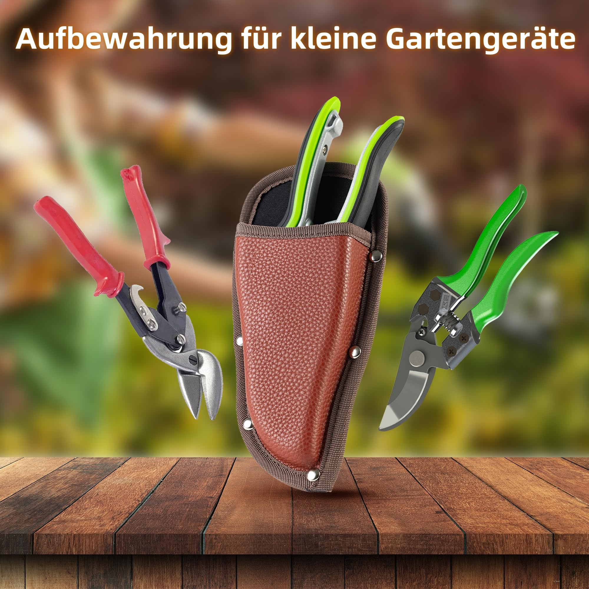 Everkeen Gartenschere Lederholster Lederetui für Gartenschere PU-Leder außen Futter aus Oxford-Stoff Befestigung am Gürtel mit Gürtelschlaufe für 
