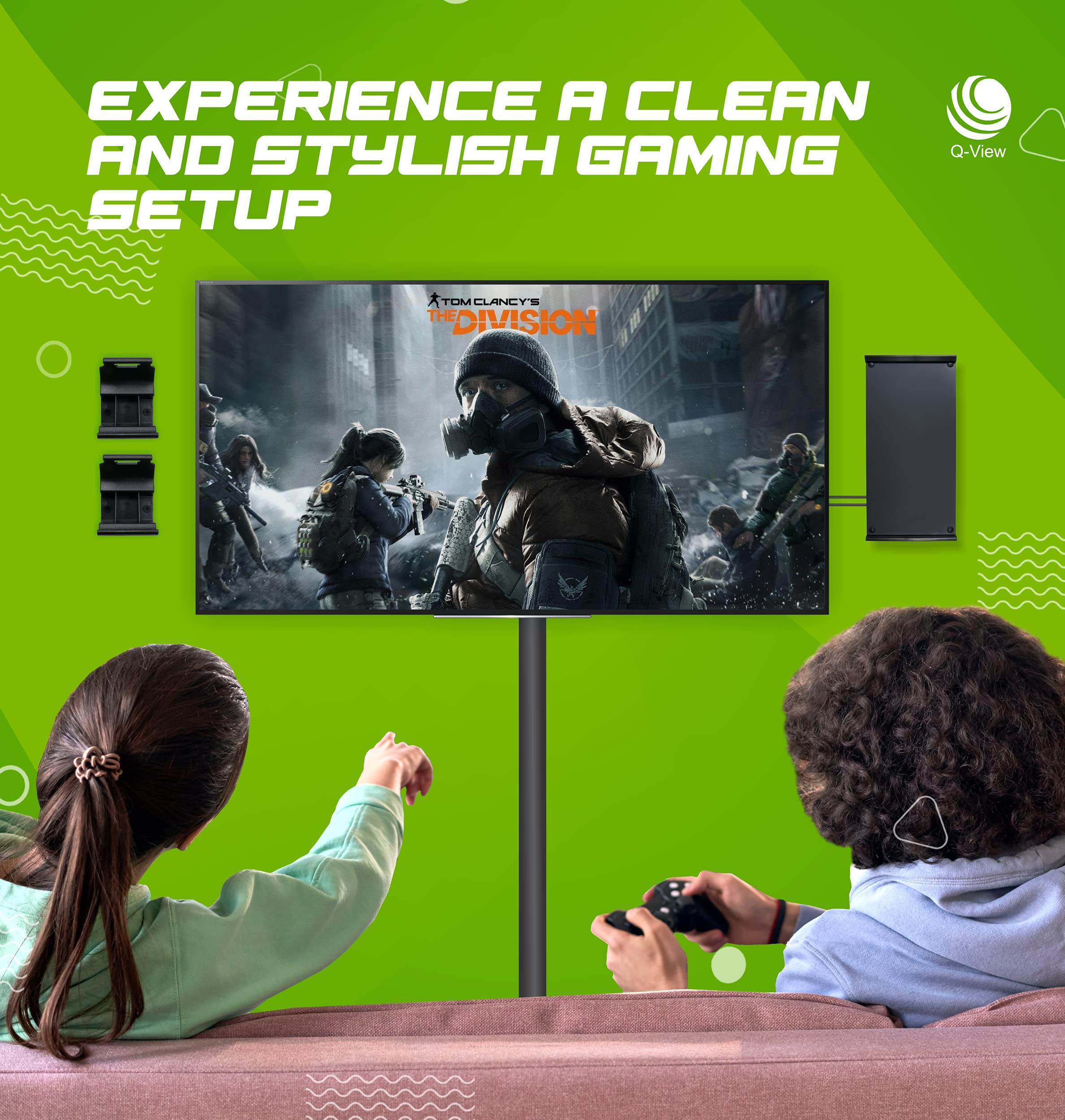 Q-View Q-View - Supporto da parete per Xbox Series X, con clip e controller da parete, design Signature X, prodotto nel Regno Unito, colore: nero