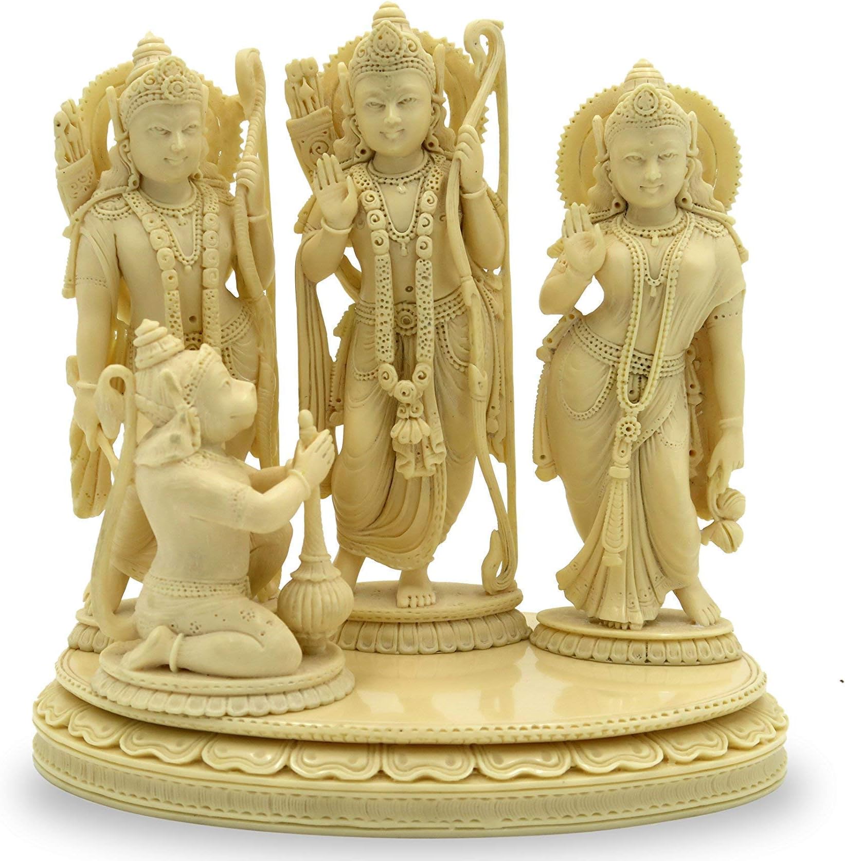 Ram Darbar Statue Handmade In Marble Dust - Lord Rama, Sita and Hanuman Idol gifts by Padharosa Art