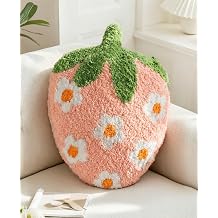 Strawberry Shaped Throw Pillow - Cute Decorative Plush Throw Pillow for Couch, Sofa, or Living Room, 17.7" x 13" Soft Stuffed Cushion for Home Decor
