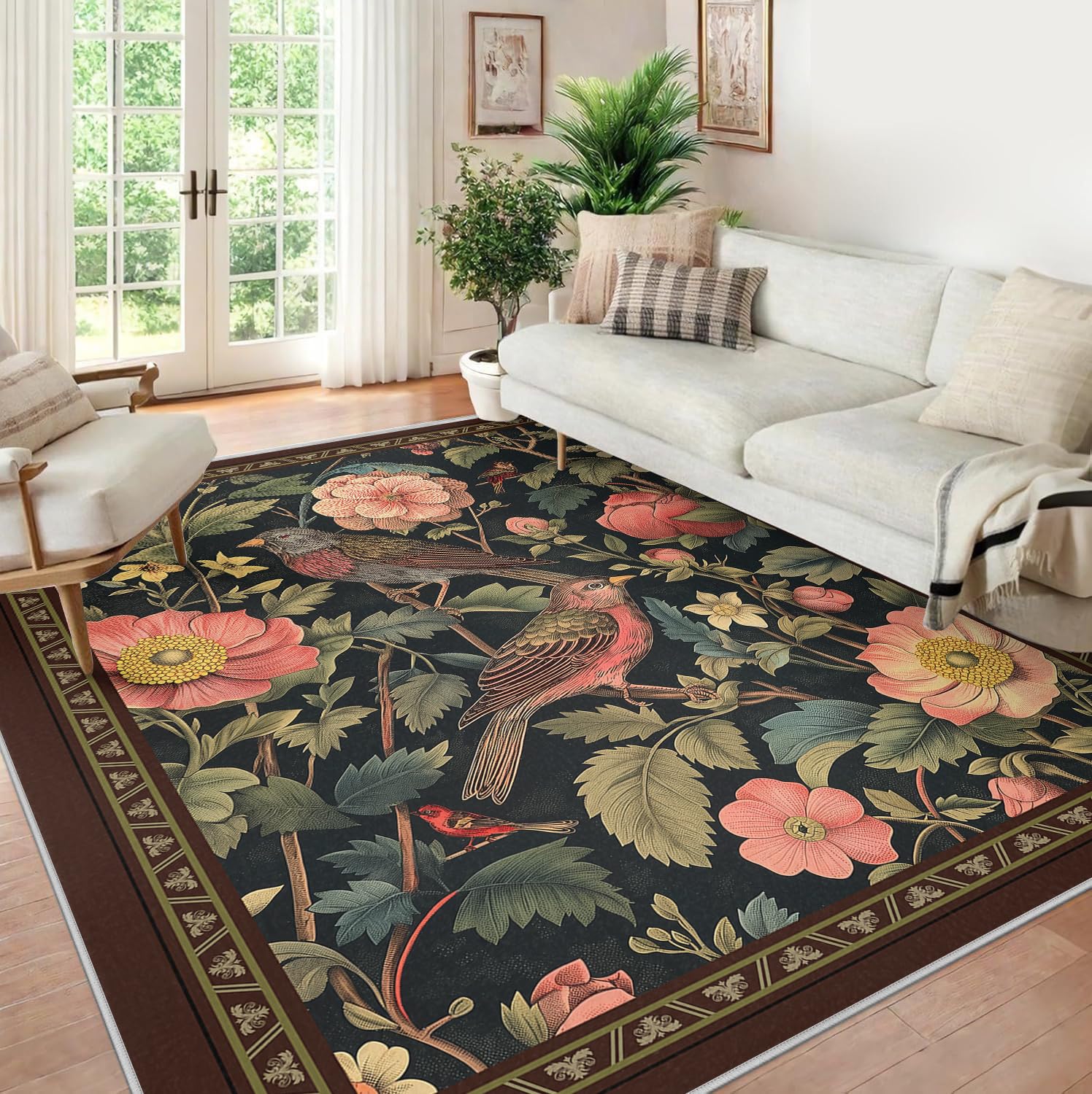Czeski kwiatowy i ptak wzór dywan do salonu 240x340cm Retro można prać w pralce i prać dywan do biura wejściowego rezydencji