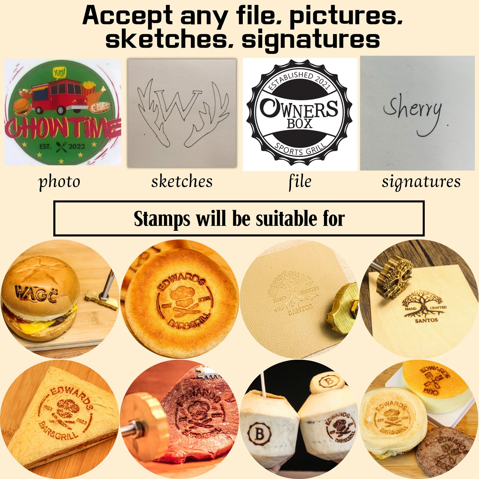 500w Electric Irons Hierro De Marca Personalizada Para Alimentos Stamp Burger Buns Nice Gift For Christmas Personalized Stamp Works For The Brand Iron For Meat Steak Orange Peel (4.5inch/11.43cm)