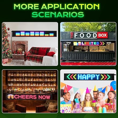 Vista 30 de KJOY Letrero LED USB de 5 V, Bluetooth, control de aplicaciones, flexible, programable, diseño de texto personalizado, pantalla de desplazamiento
