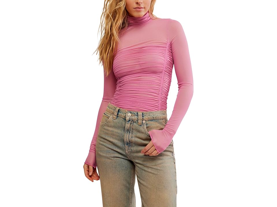 Free People Under It All Bodysuit (Pink Tint) Women's Jumpsuit & Rompers One Piece INTERNATIONAL SHIPPING