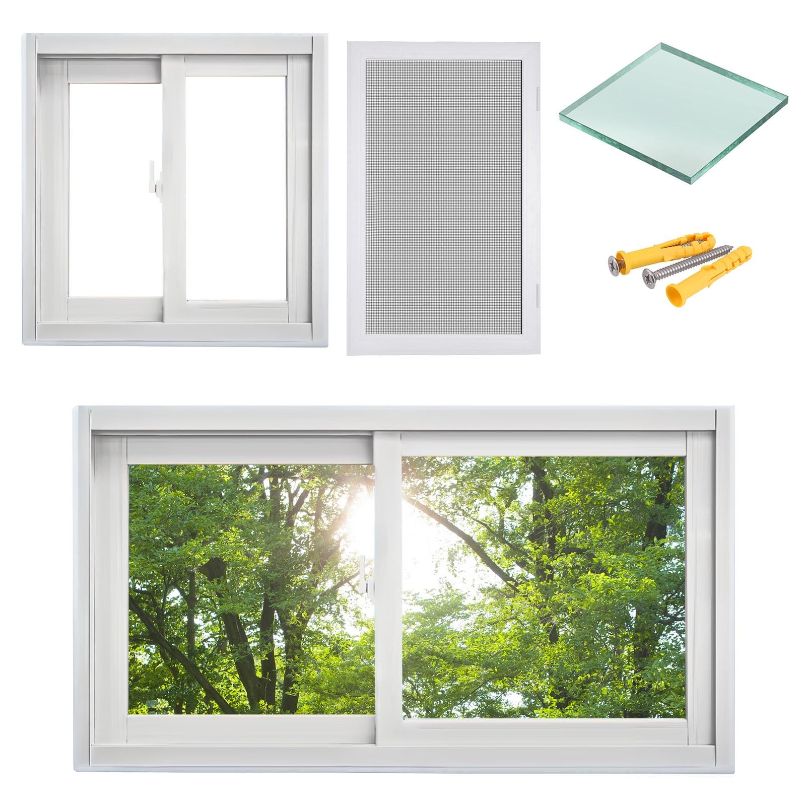 Ventana deslizante horizontal blanca de cristal templado para renovar garajes oscuros