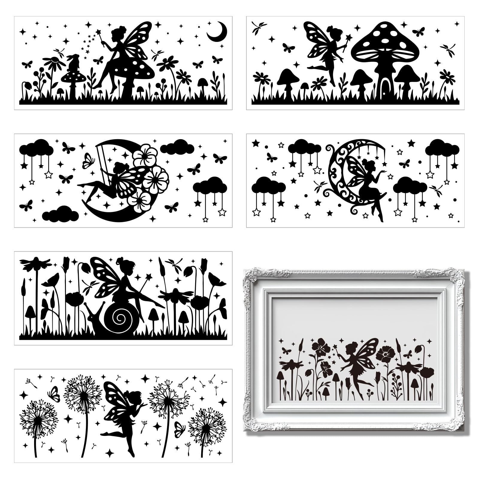 Stickers silhouette fée pour décorer un pot de lanterne et créer une ambiance magique