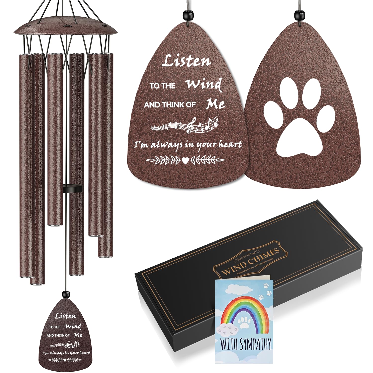 32' Memorial Sympathy Wind Chimes for Loss of Dog,Sympathy Memorial in Memory of Dog Gifts,Loss of Pet Sympathy Gift Dog Memorial Wind Chimes