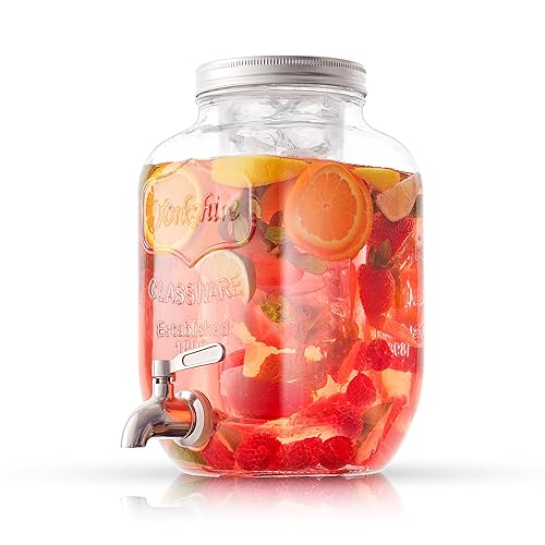 1-Gallon Drink Dispenser. Glass Beverage Dispenser with Stainless steel Spigot