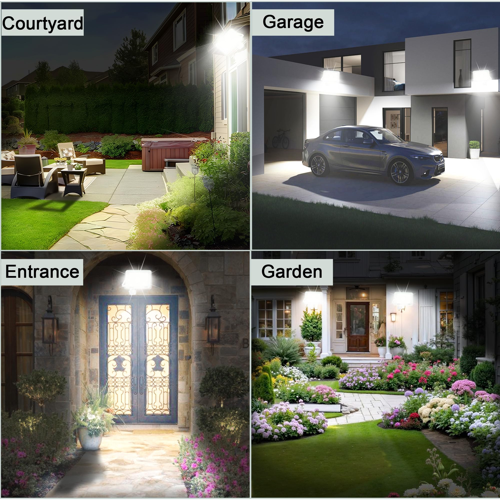 50W Faretto LED da Esterno con Sensore di Movimento, 2 Pezzi 5000LM Faretto Led da Esterno 6500K Bianca Fredda, IP67 Impermeabile Faro LED Esterno con Sensore Movimento per Giardino, Garage, Cortile