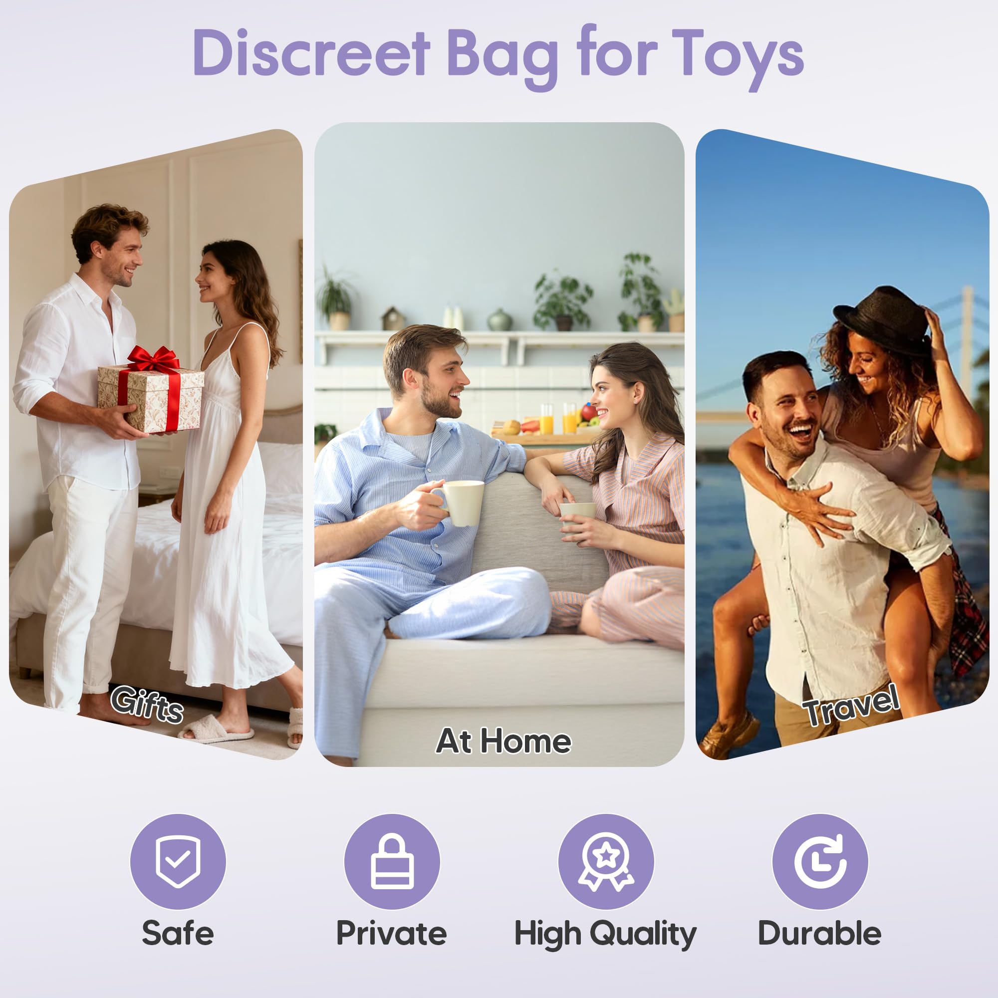 Damero Étui de Transport pour Jeux pour Adultes avec 2 Sacs à Cordon | Rangement pour Accessoires Intimes avec Séparateurs Amovibles, Étui de Voyage Discret pour Lubrifiant, Entraves, Accessoires
