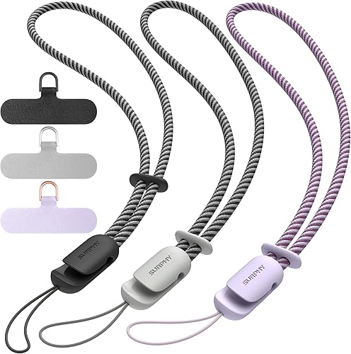Miniatura 14 de SURPHY Paquete de 3 correas de muñeca para teléfono con lengüeta de sujeción para teléfono celular, correa para teléfono celular, correa para A-