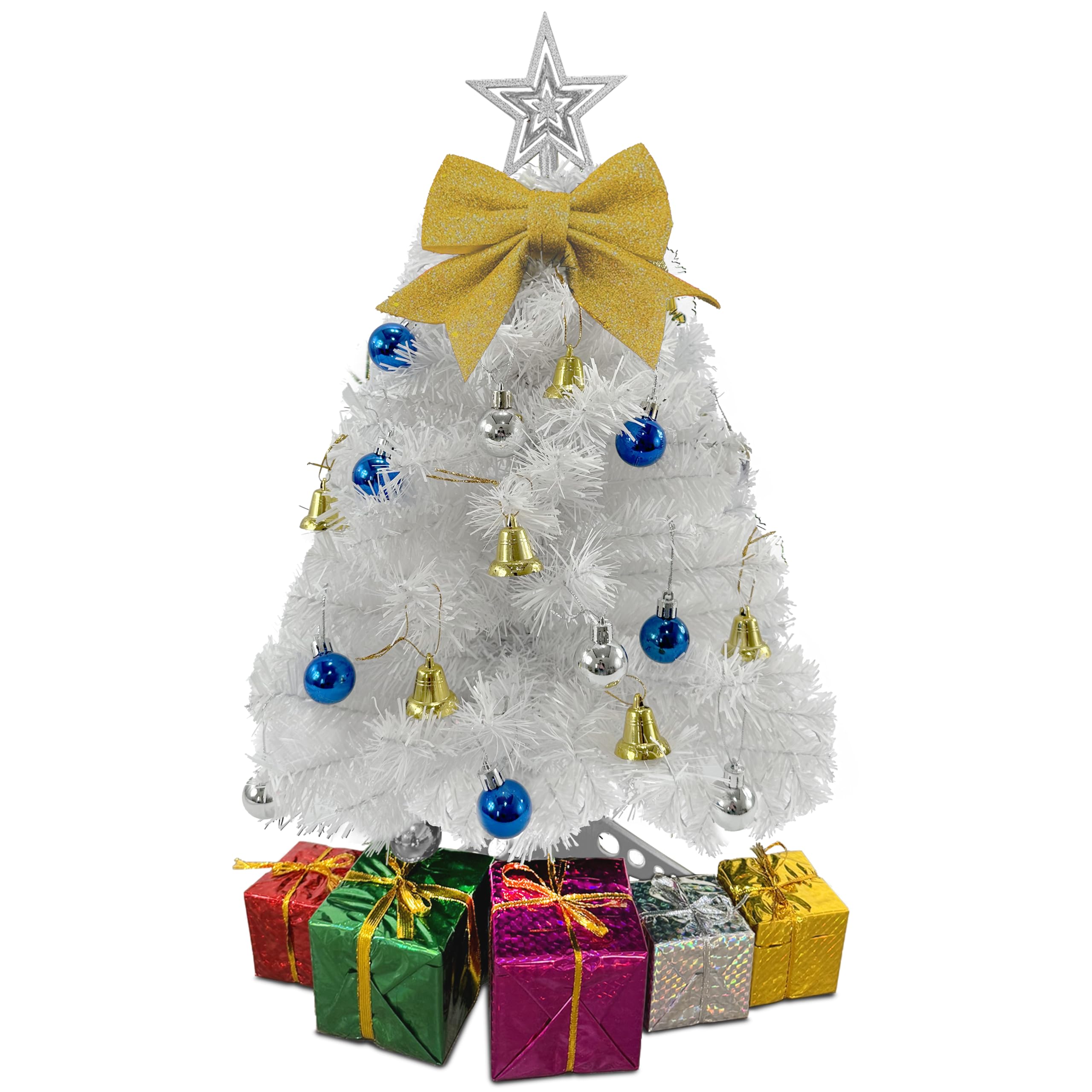 Mini Sapin De Noël, Sapin De Noël De Table De 15,7 Pouces Avec Lumières, Nœuds De Pomme De Pin
