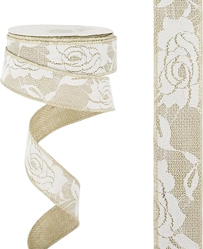 Miniatura 4 de HUIHUANG Cinta de arpillera natural de 1-12 pulgadas con cinta de arpillera de encaje para árbol de Navidad, tela de yute de arpillera de arpillera