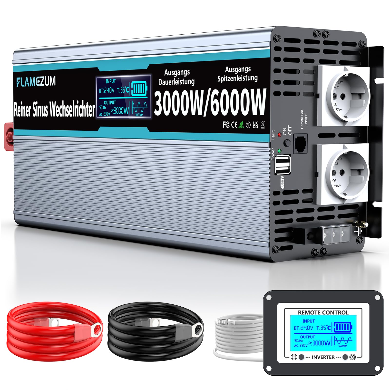 12V 24V 48V 220V Wechselrichter reine Sinuswelle, 6000W 8000W Hochleis - Smart LifePO4 Batterie