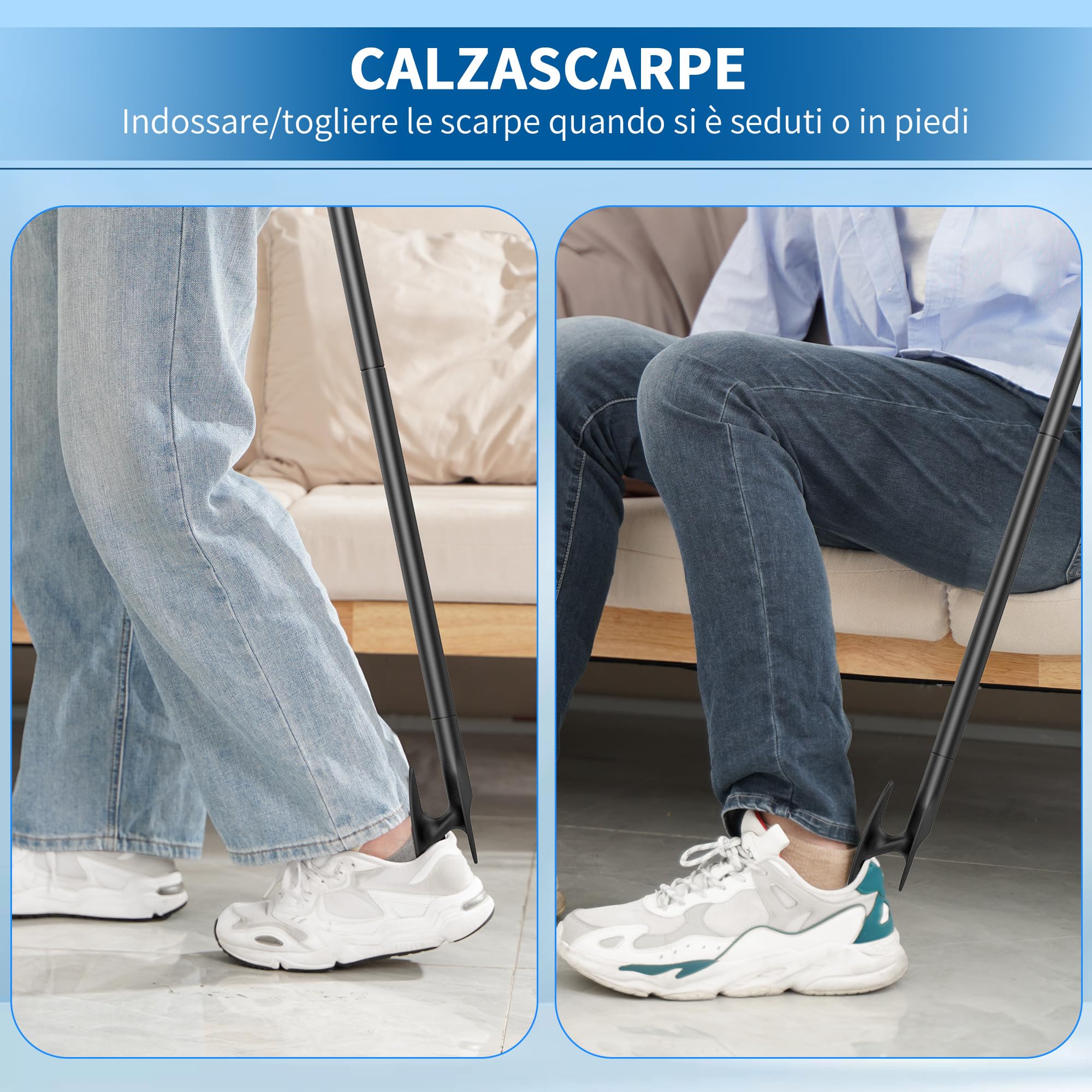 Kekoy Kit Infila Calze per Anziani, 2 Pezzi Aiuti per Indossare Calze, Scarpe, Abbigliamento, Strumenti per Anziani, Gravide e Persone con Mobilità Ridotta(Blu)