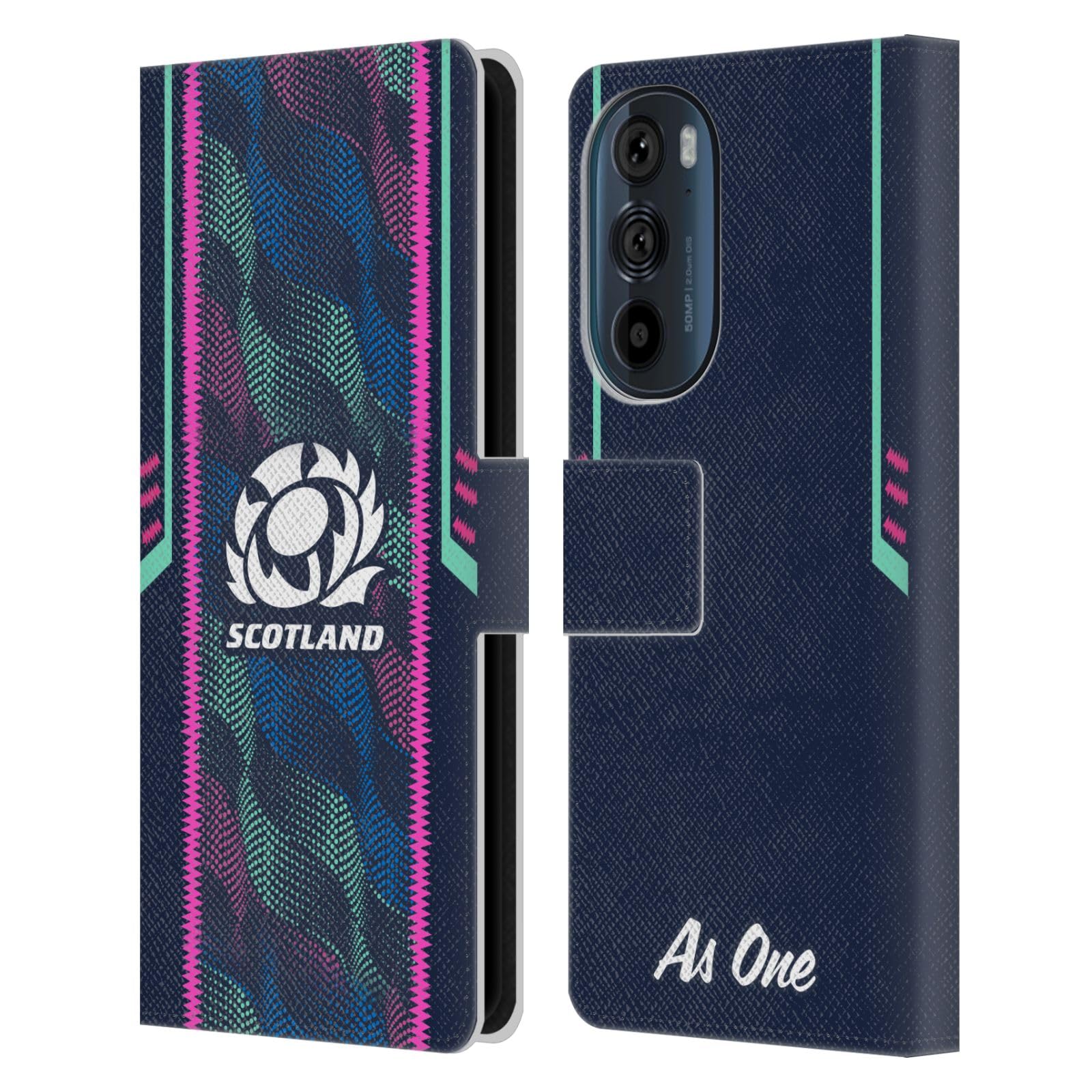 Head Case Designs Officially Licensed Scotland Rugby Wave Training 2023/24 Crest Kit Leather Book Wallet Case Cover Compatible with Motorola Edge 30
