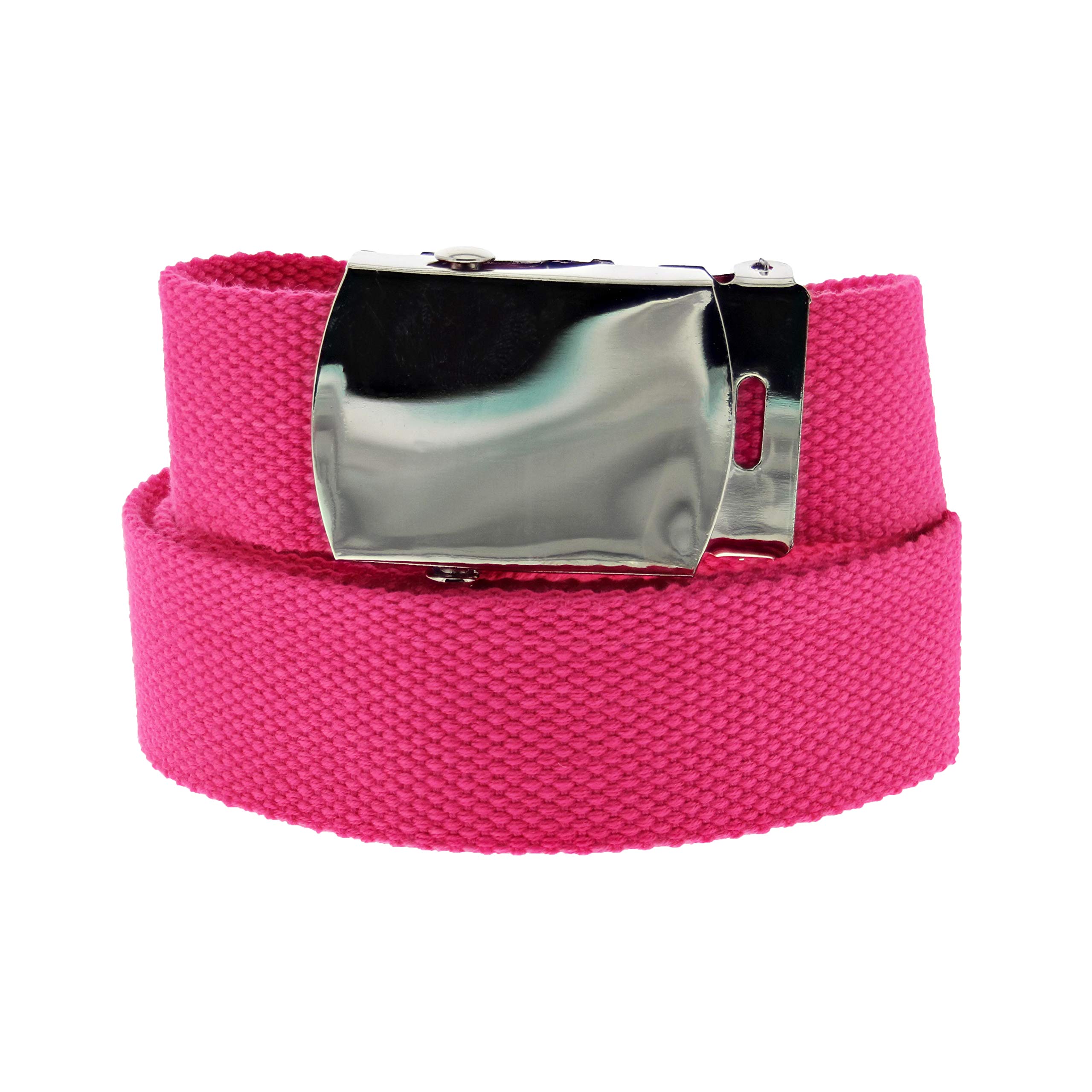 Zac's Alter Ego Adjustable Plain Canvas Webbing Belt with Shiny Slider Buckle
