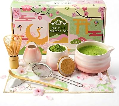 Gifts for Women, Pink Matcha Set for Tea Lovers with Bowl and Caddy | 18 oz ceramic bowl, bamboo whisk and caddy for beginners, tea lovers and thoughtful gifting
