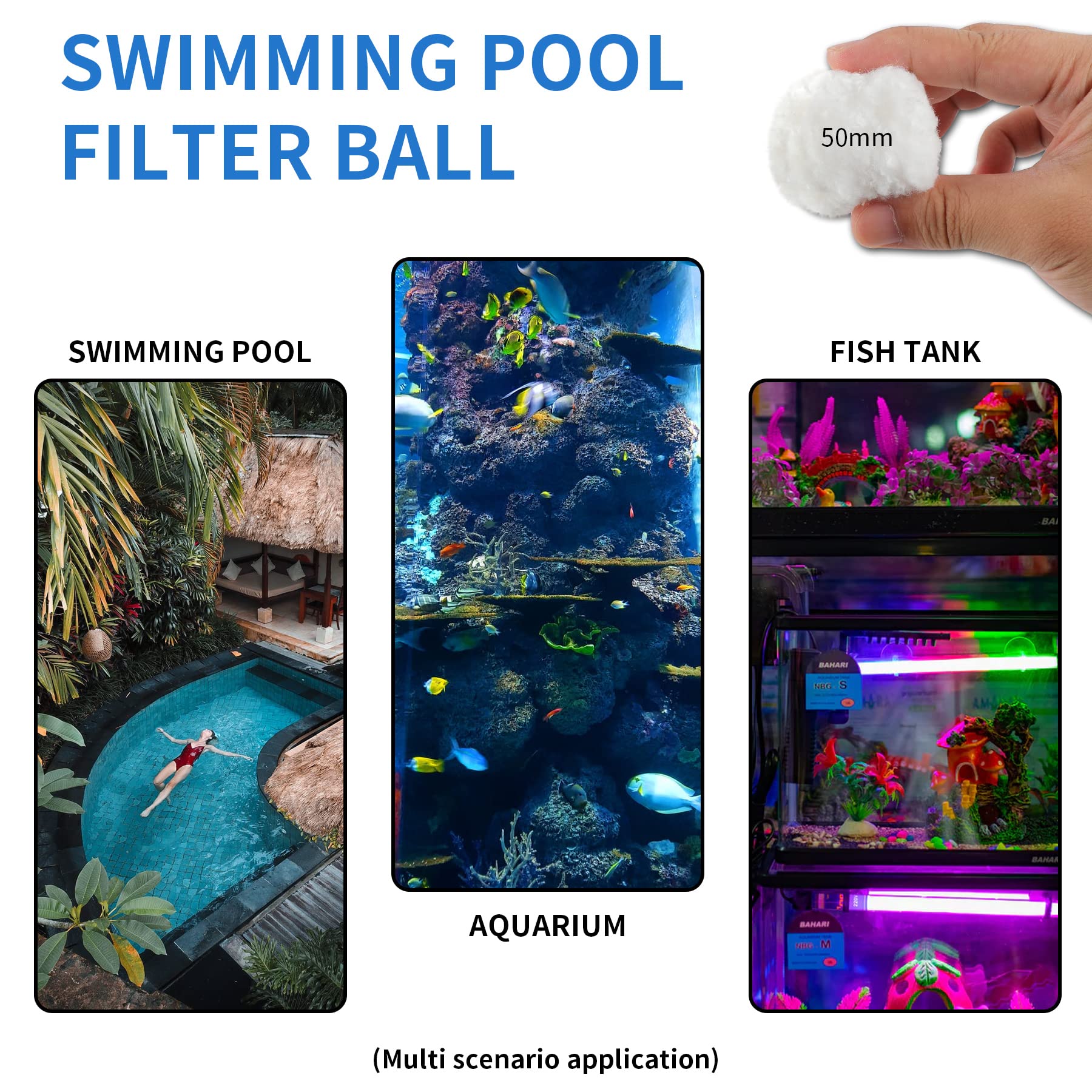Filterbälle 1400g Filterballs Pool Filterbälle für Poolpumpe Filterbälle für Sandfilter Kann 50 kg Filtersand Ersetzen Filterballs für Sandfilteranlagen für Filtration Pool Aquarium