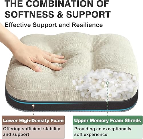 Miniatura 10 de Shinnwa Cojines para sillas de comedor, paquete de 4, cojines de asiento de cocina de espuma viscoelástica copetudos, almohadillas antideslizantes