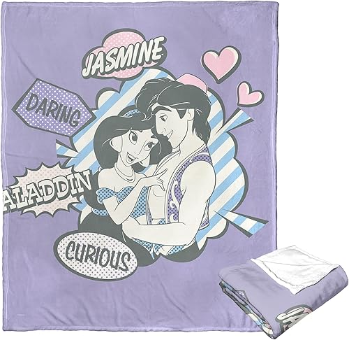 Miniatura 2 de Northwest Aladdin - Manta de seda táctil, 50 x 60 pulgadas, Aladdin y Jasmine