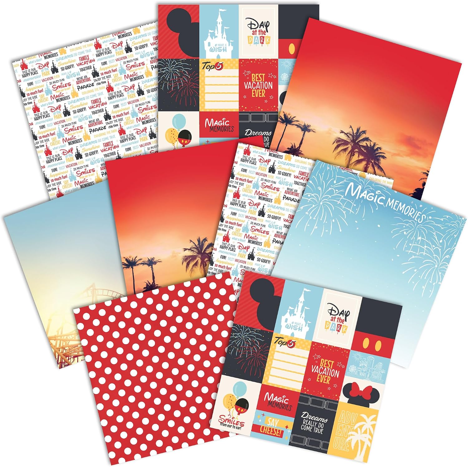 Paper House Productions 12" x 12" 9-Sheet Decorative Double Sided Paper Pack for Scrapbooking and Crafts - Magical Memories