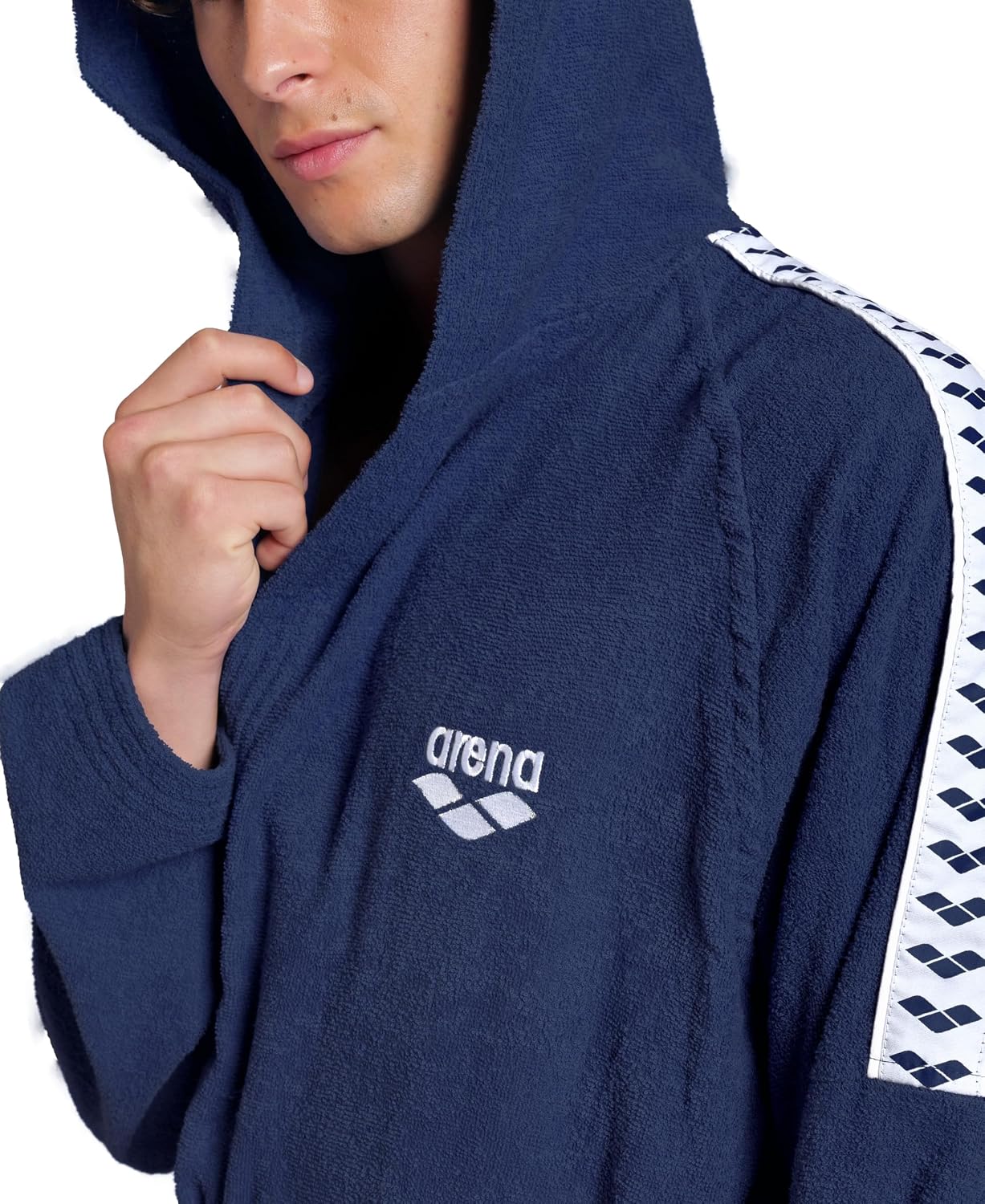 ARENA Team Stripe Unisex Bathrobe with Tie Belt and Pockets Soft Warm Robe for Pool Sauna Spa or Post Workout Comfort