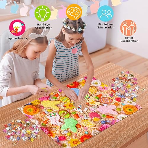 Miniatura 5 de HUADADA Rompecabezas de 1000 piezas para adultos, galletas de Pascua, rompecabezas para adultos y niños, juegos educativos de 1000 piezas coloridos