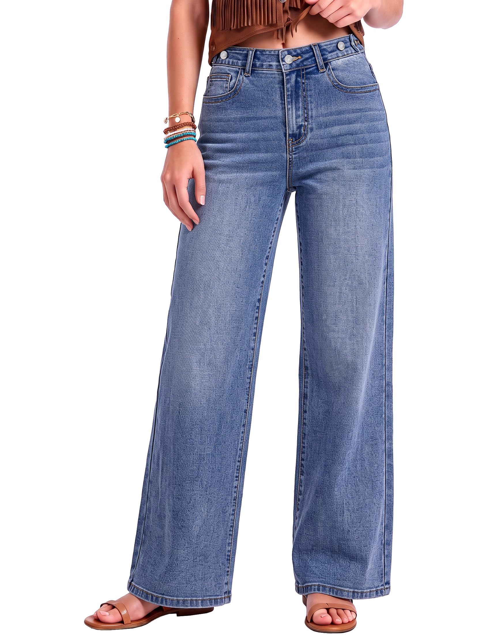 luvamia Wide Leg Jeans for Women High Waisted Stretchy Baggy Denim Pants Global Recycled Standard Global Recycled Standard Global Recycled Standard