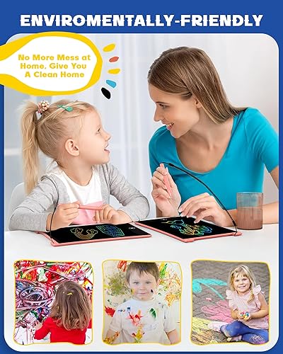 Miniatura 5 de bravokids Tableta de escritura LCD con cordón, tablero de dibujo colorido de 8.5 pulgadas para niños, juegos de viaje, juguetes de aprendizaje,