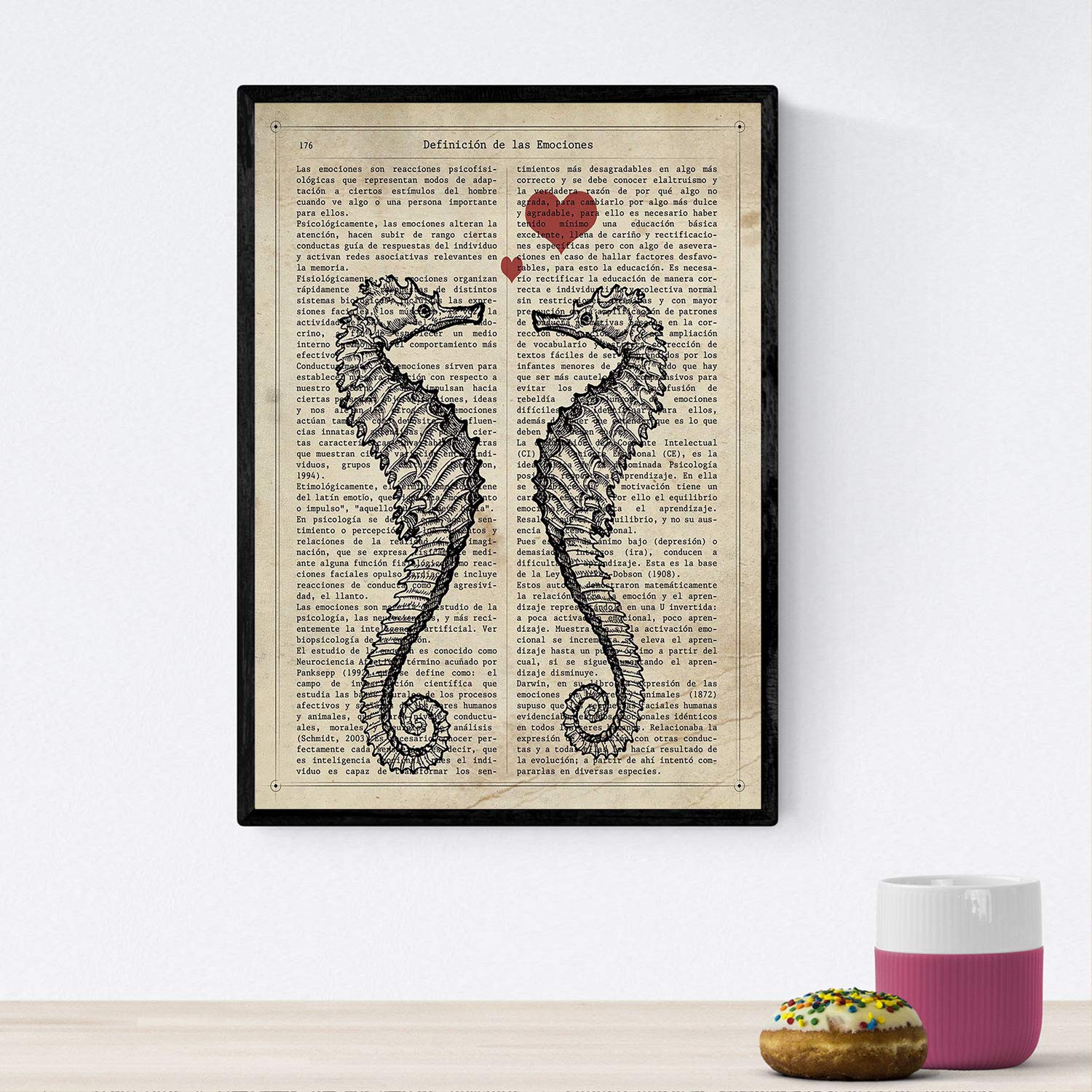 Nacnic Poster seahorses. Romantic love films with definitions. Illustrations for your partner family, woman, ... Size A4